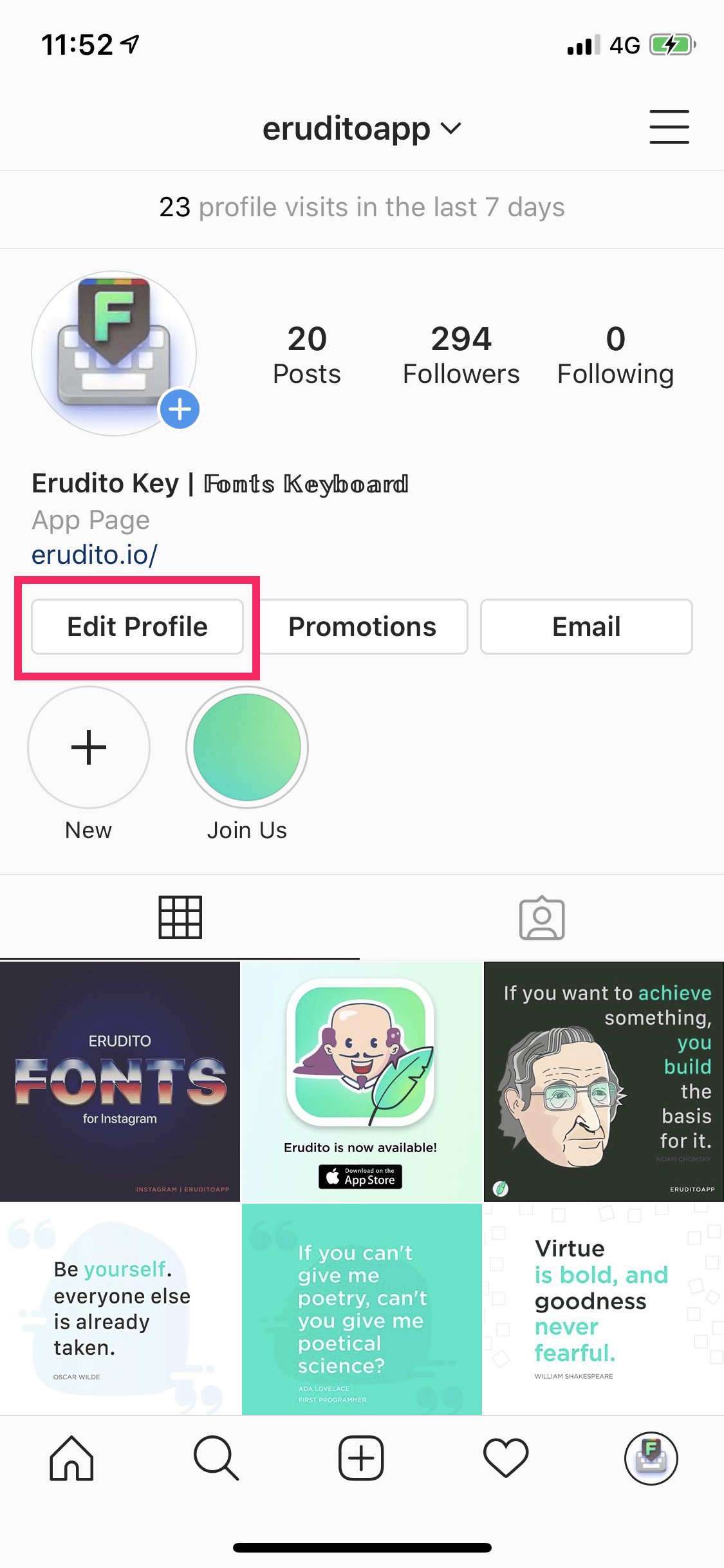 Instagram Profile edit