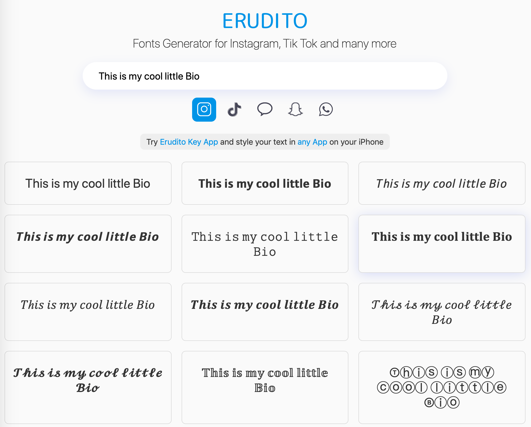 Easily generate Instagram fonts for bio